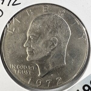 1972 D Eisenhower IKE Type 3 Dollar Coin US Mint Denver Clad Eagle Moon AU+ 0199